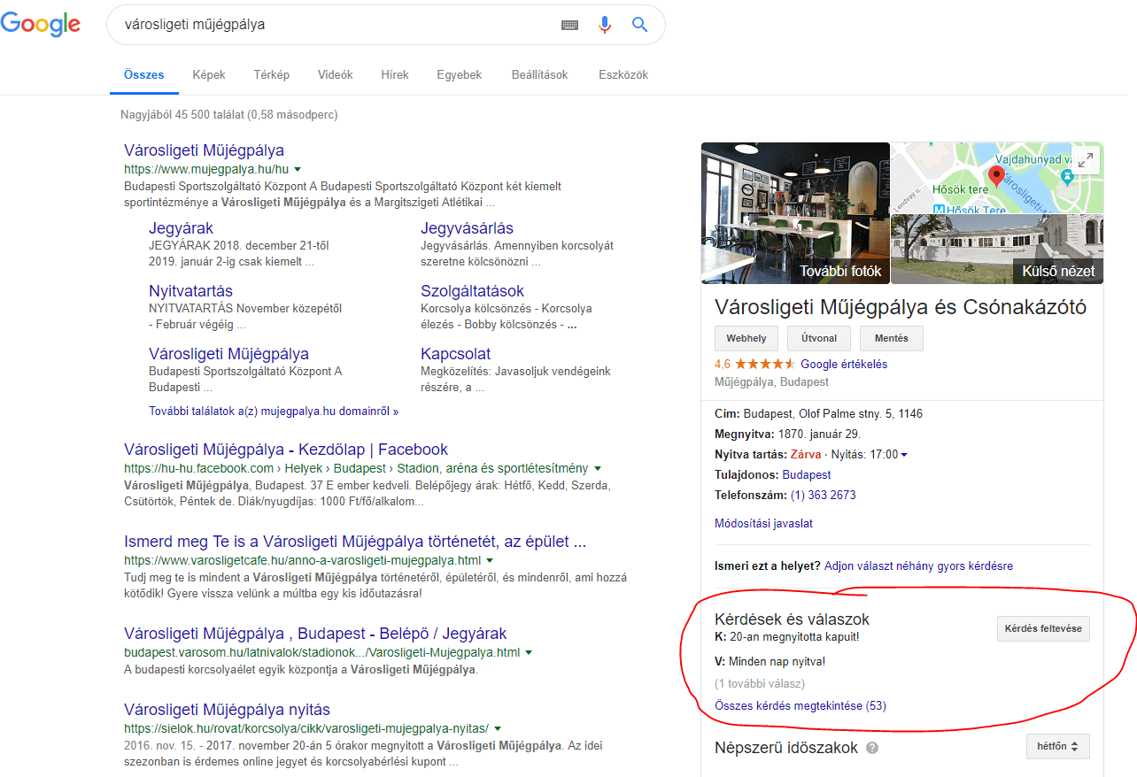 kérdés és válasz google my business