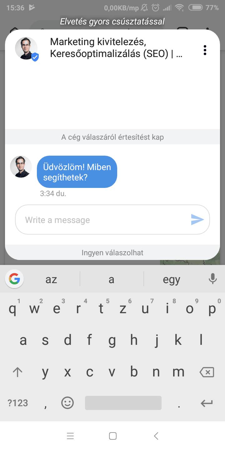 üdvözlő üzenet google cégem