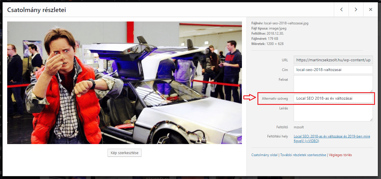Kép alt név beállítása Wordrpessben