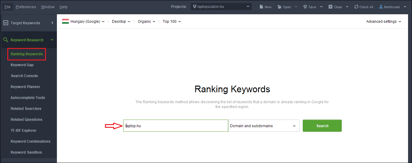 ranking keywords