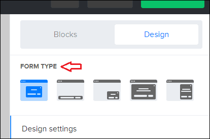 pop-ups form típusok