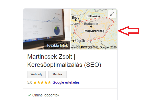 Google Cégem szolgáltatás terület