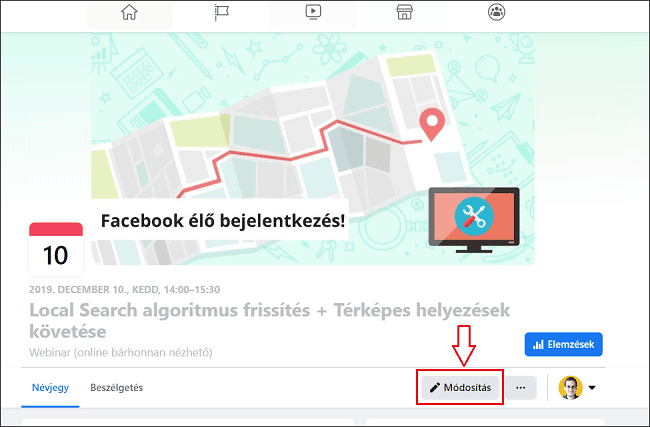 Facebook esemény borítókép szerkesztése