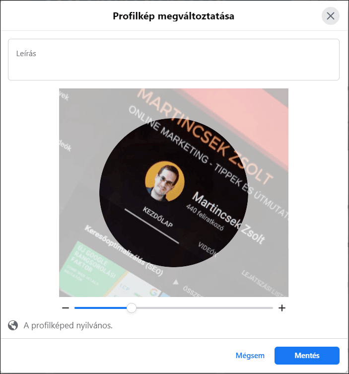 Facebook profilkép kör alak beállítása