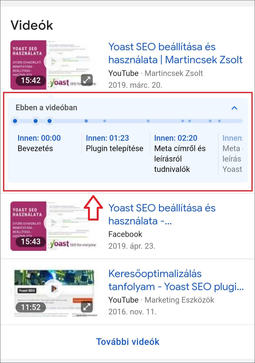 video carousels SERP funkciók