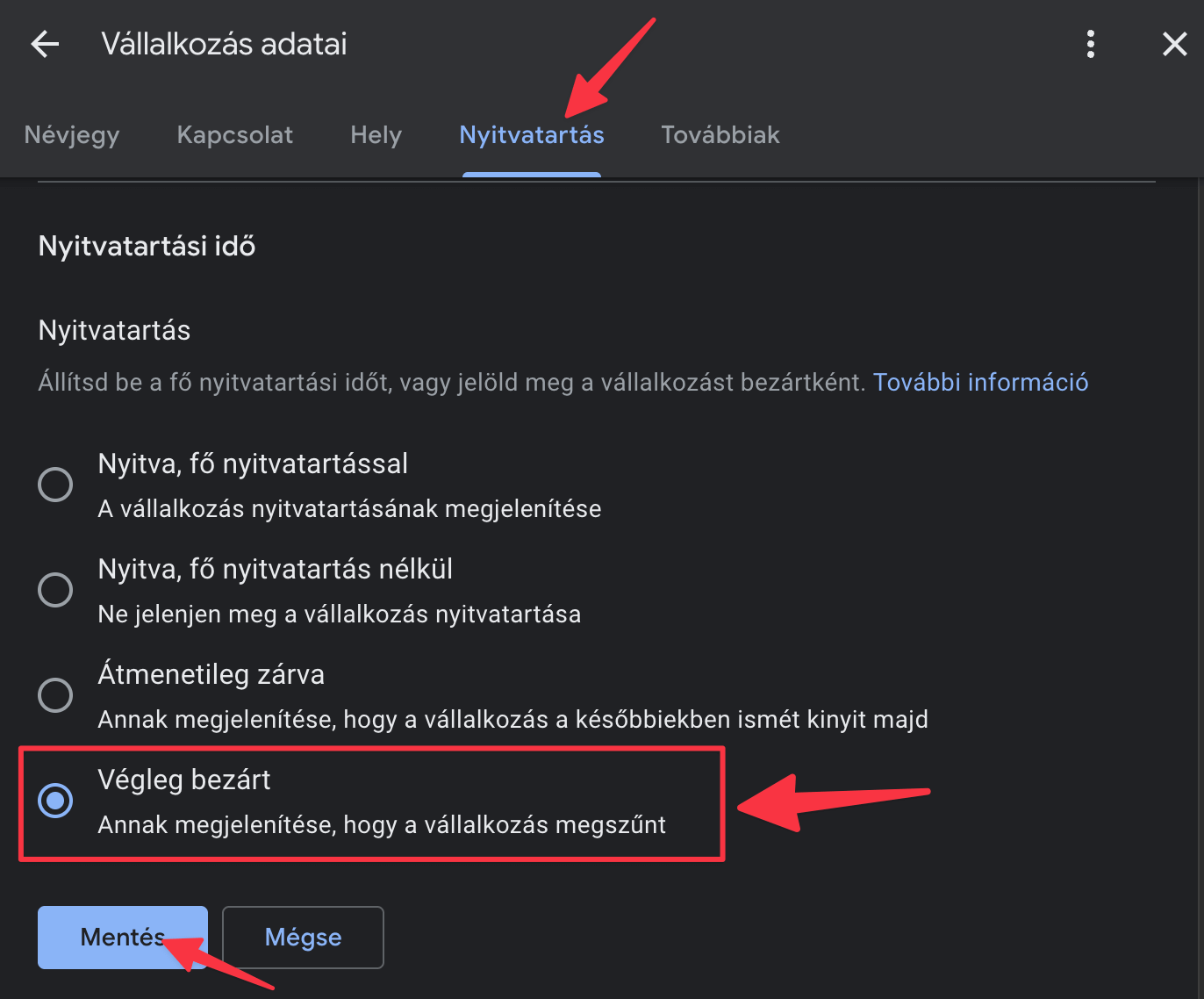 Google Cégem profil végleges bezárása